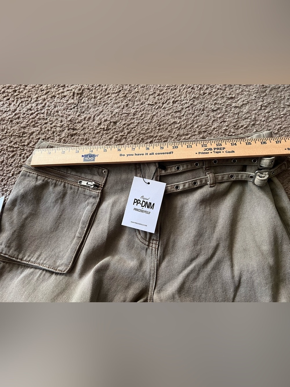 NWT Princess Polly Paltrow MidRise Wide Leg Cargo Jeans Pants Sz 10 Washed Brown - Picture 8 of 12